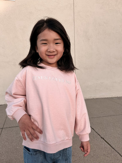 [At Noon Original Design] Kids JESUS LOVES ME Sweatshirt (6m-8y) - Pink