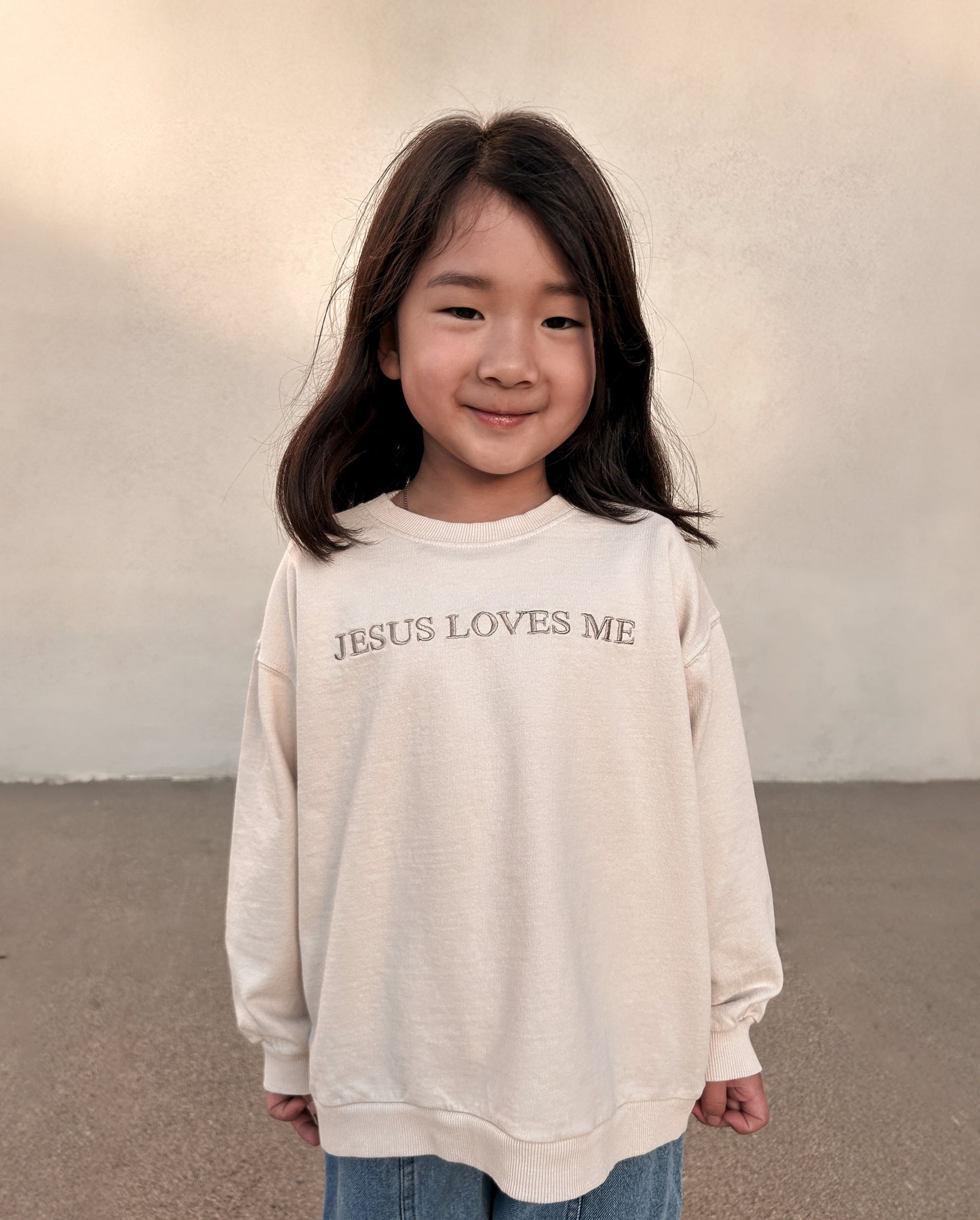 [At Noon Original Design] Kids JESUS LOVES ME Sweatshirt (6m-8y) - Pink