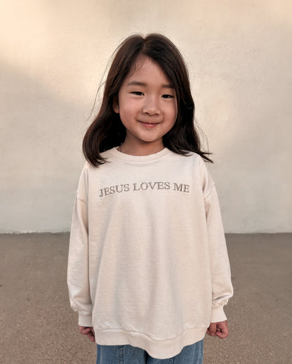 [At Noon Original Design] Kids JESUS LOVES ME Sweatshirt (6m-8y) - Pink
