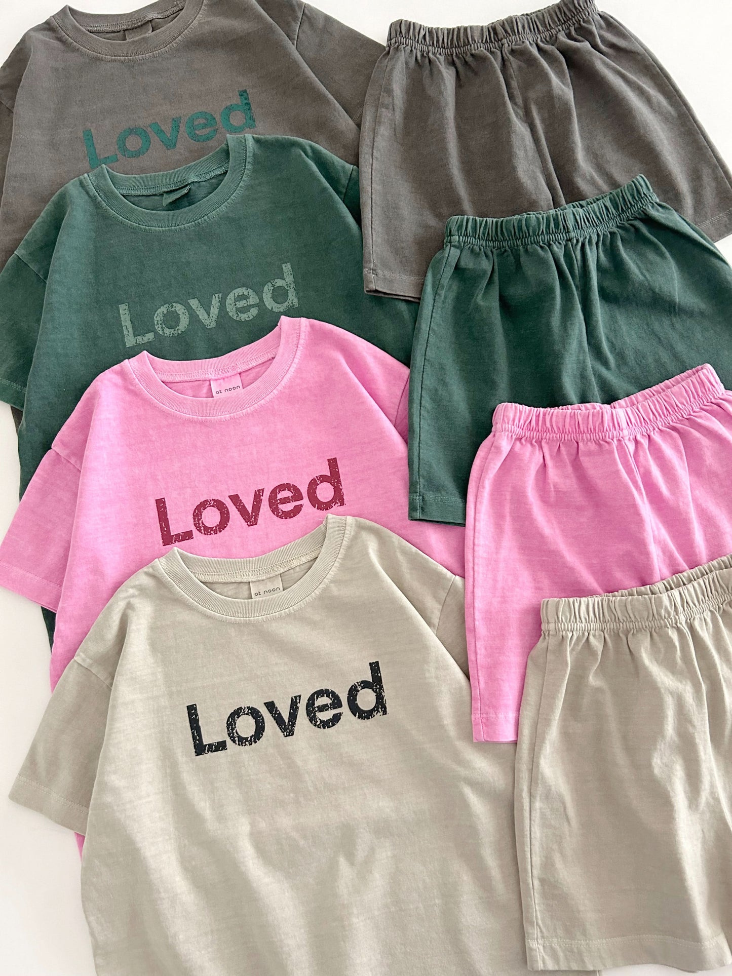 Kids Loved Garment-Dyed T-Shirt and Shorts Set (6m-7y) - 4 Colors