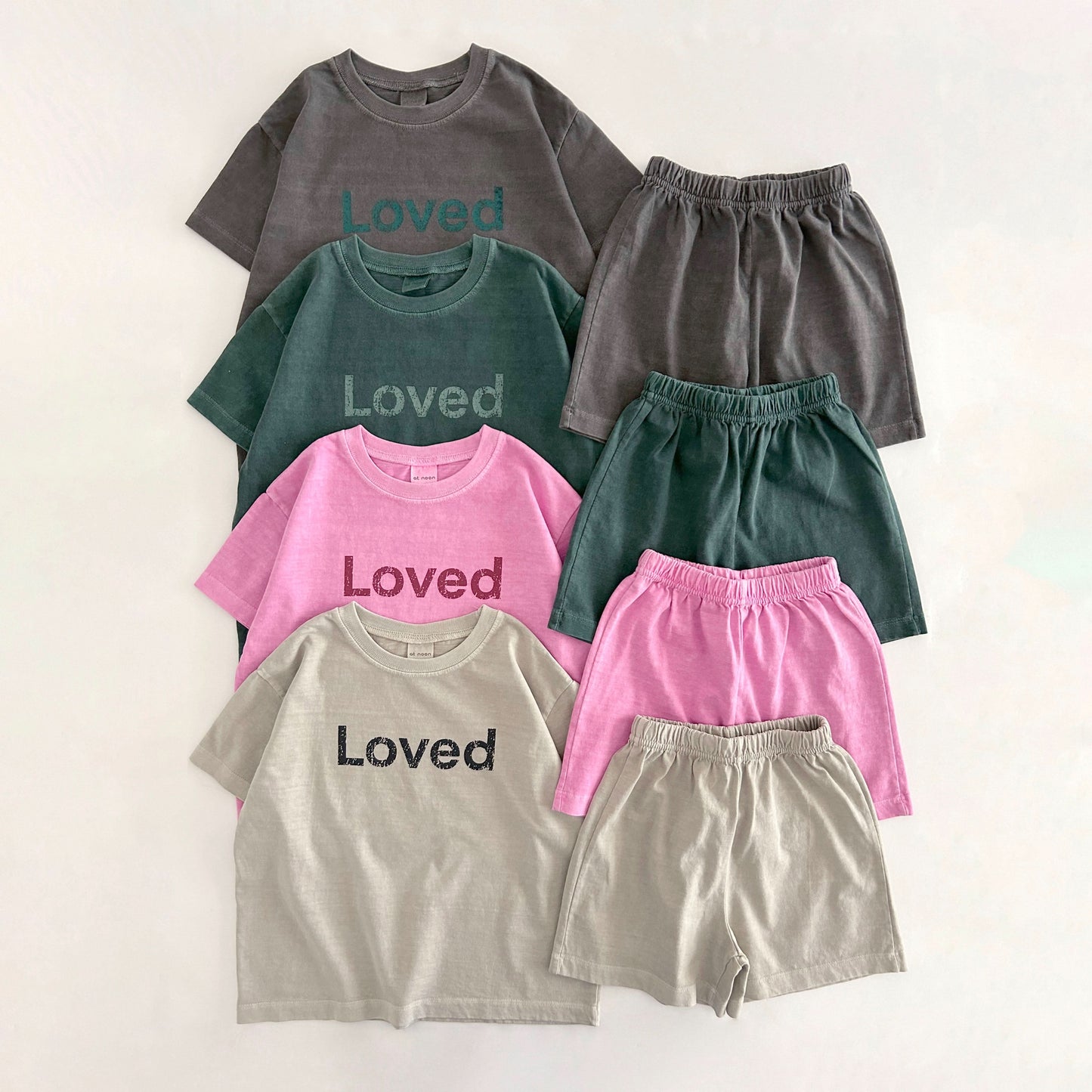 Kids Loved Garment-Dyed T-Shirt and Shorts Set (6m-7y) - 4 Colors