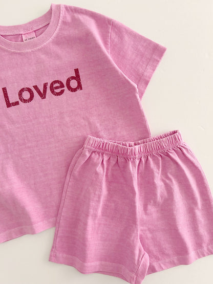 Kids Loved Garment-Dyed T-Shirt and Shorts Set (6m-7y) - 4 Colors