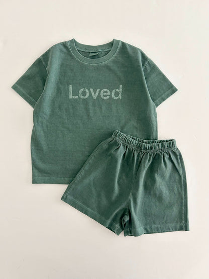 Kids Loved Garment-Dyed T-Shirt and Shorts Set (6m-7y) - 4 Colors