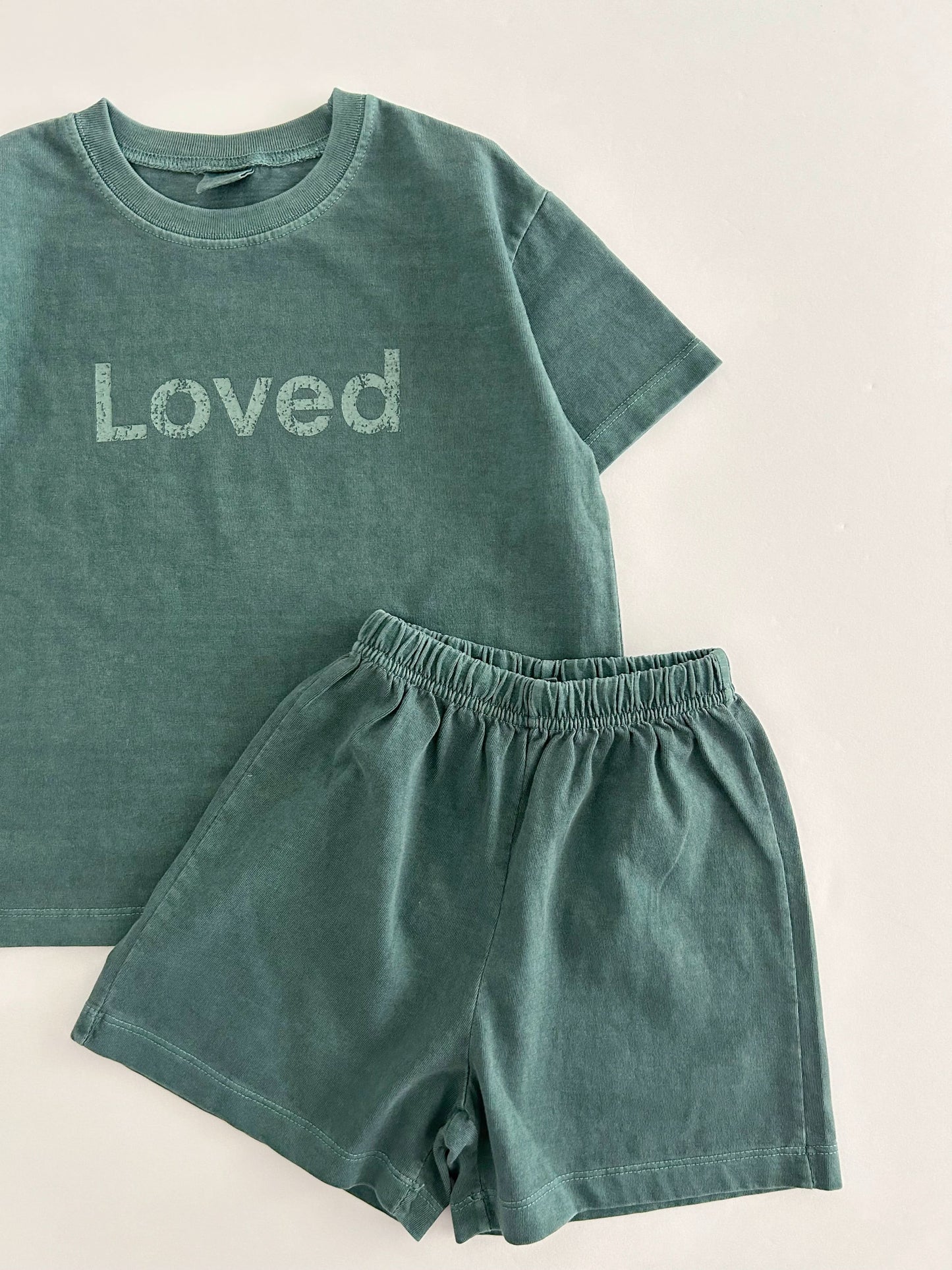 Kids Loved Garment-Dyed T-Shirt and Shorts Set (6m-7y) - 4 Colors