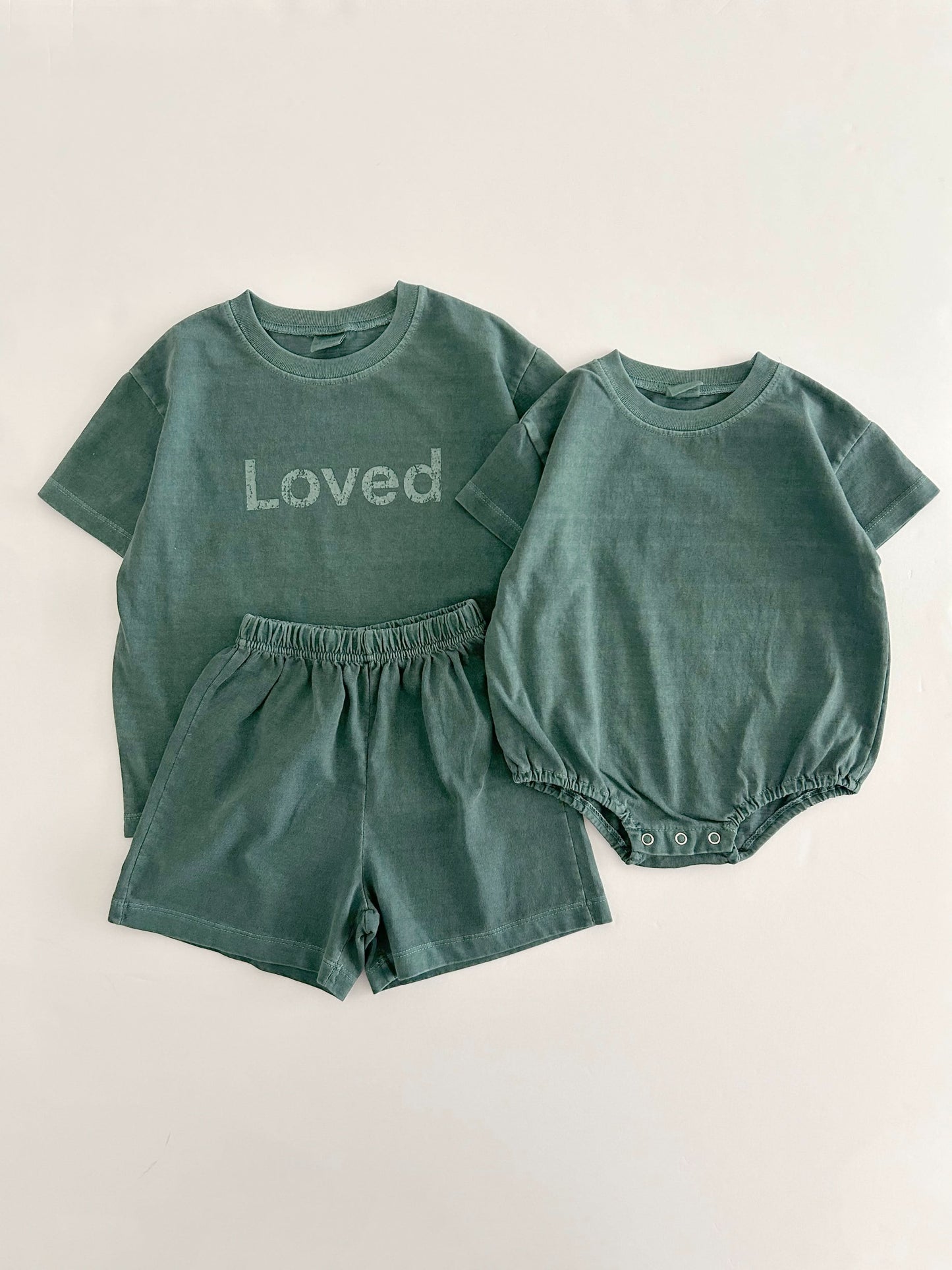 Kids Loved Garment-Dyed T-Shirt and Shorts Set (6m-7y) - 4 Colors